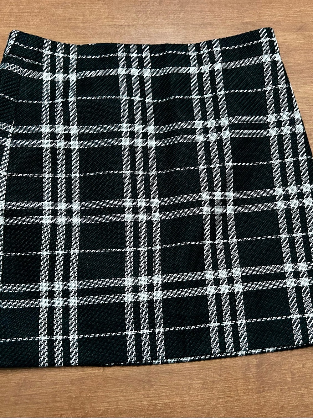 J Crew Black and White Plaid Mini Skirt